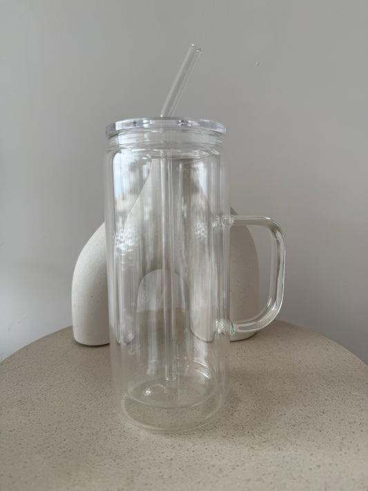 Glass Snow Globe Tumbler with Handle